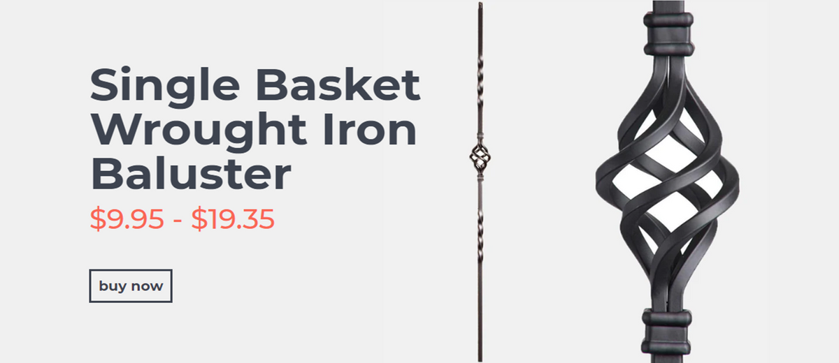 Affordable Stair Parts Single Basket Wrought Iron Blusters